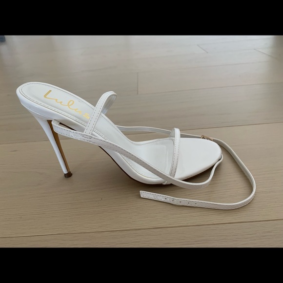 Sydd Off White Patent Ankle Wrap High Heel Sandals - Picture 6 of 7